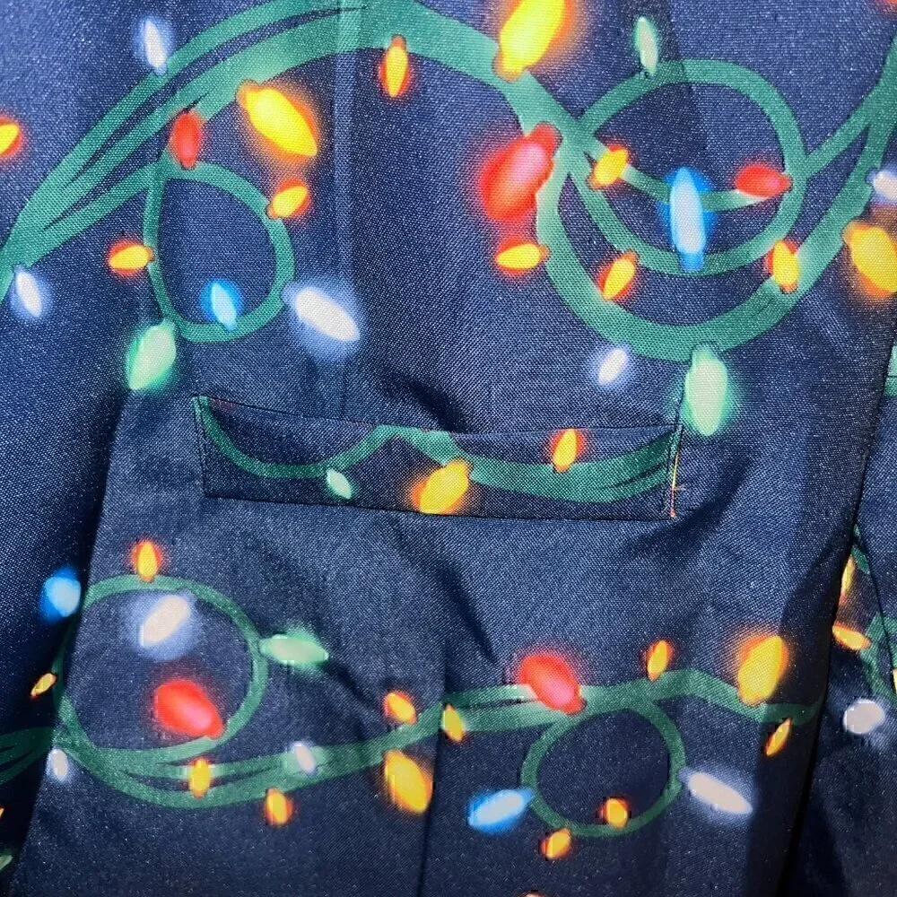 Men's Christmas Holiday Light Party Blazer - 2 Button - size Large - Navy Tacky